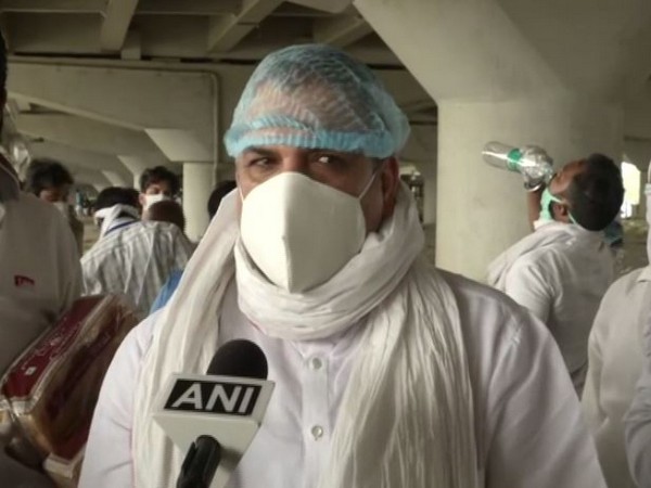 Aam Aadmi Party MP Sanjay Singh speaking to ANI on Sunday.           Photo/ANI