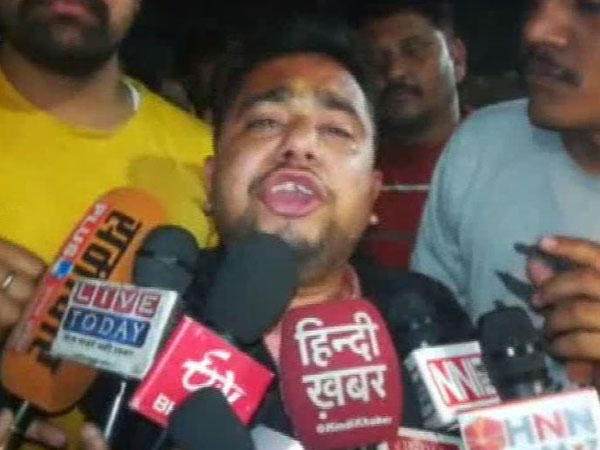 Ashish Pathak, HVY district cordinator, Raebareli speaks to media on Sunday. [Photo/ANI]