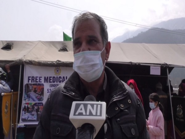 Sheikh Nisar, Sarpanch, Zehampora village speaks to ANI in Baramulla on Thursday. [Photo/ANI]