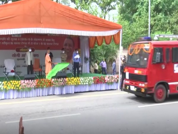 Chief Minister Yogi Adityanath inaugurated 56 fire tenders on Wednesday (Photo/ANI)