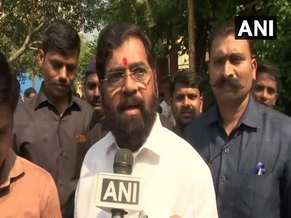 Senior Shiv Sena leader Eknath Shinde while speaking to ANI on Monday (Photo/ANI)