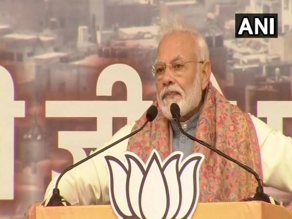 Prime Minister Narendra Modi speaking at a rally in New Delhi on Sunday. Photo/ANI