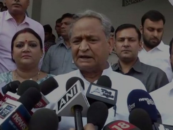 Rajasthan Chief Minister Ashok Gehlot while speaking to the reporters on Tuesday (Photo/ANI)