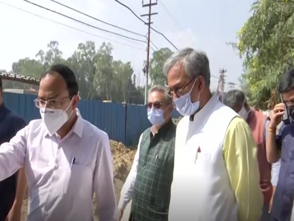 Uttarakhand Chief Minister Trivendra Singh Rawat inspected works under Dehradun Smart City project on Tuesday (Photo/ANI)