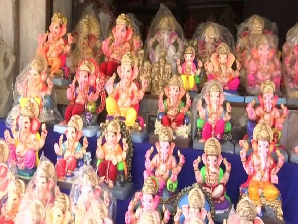 A visual of Ganesha Idols in Hyderabad on Thursday Photo/ANI