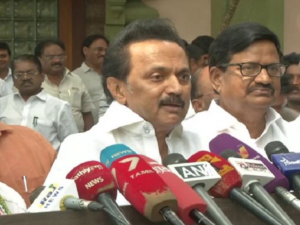 DMK President MK Stalin speaking to reporters in Chennai on Saturday. Photo/ANI