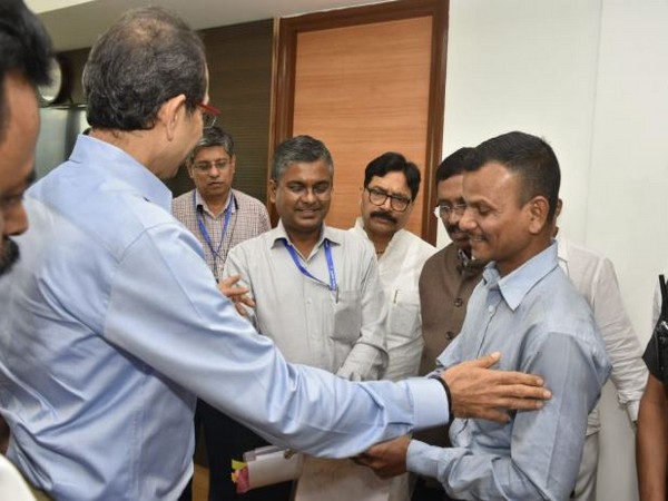 Chief Minister Udhhav Thackeray meets Santosh Sable in Mumbai on Tuesday (Photo/ANI)