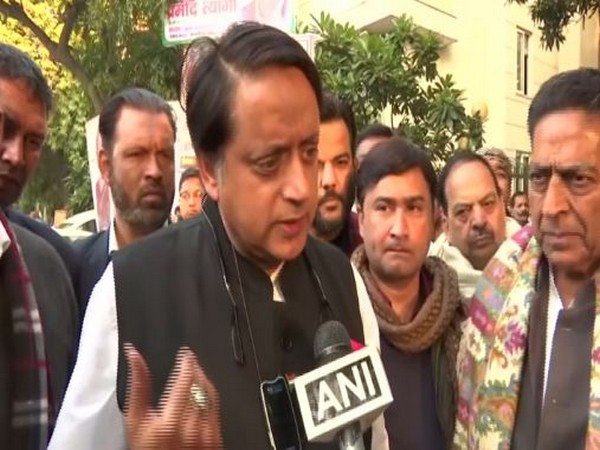 Congress leader Shashi Tharoor speaking to ANI in New Delhi on Sunday. Photo/ANI