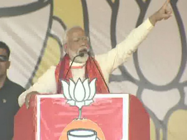 Prime Minister Narendra Modi addressing an election rally in Mirzapur on Thursday. Photo/ANI