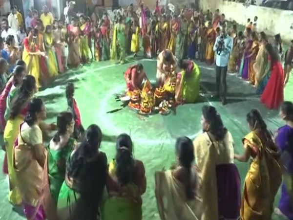 Women participated in Bathukamma celebration in Hyderabad, Telangana. (Photo/ANI)