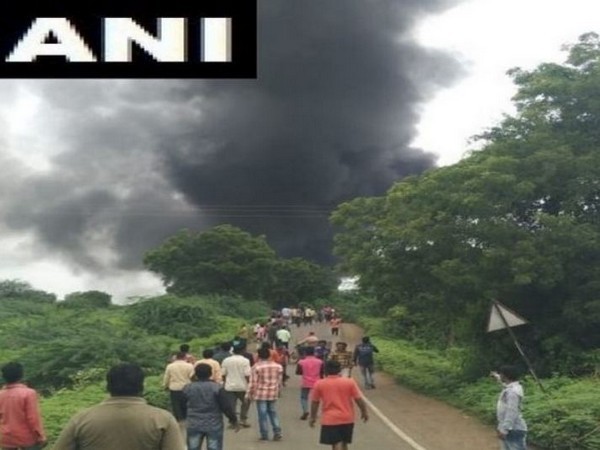 Visuals from the factory where an explosion took place in Dhule district of Maharashtra on Saturday morning. Photo/ANI