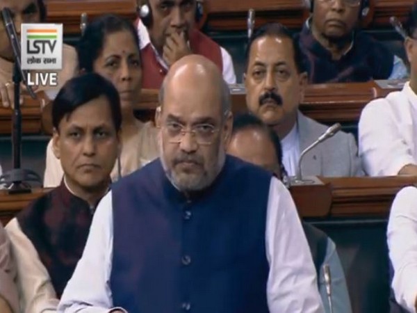 Union Home Minister Amit Shah speaking in the Lok Sabha on Wednesday. Photo/LSTV