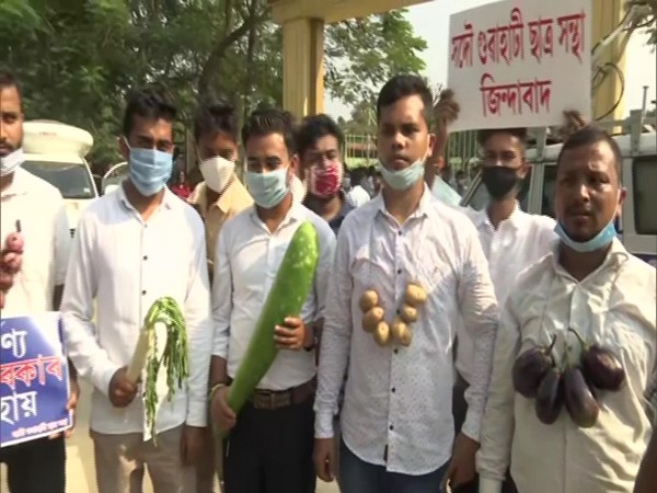 Visuals from the protest on Tuesday. (Photo/ANI)
