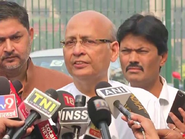 Congress leader Abhishek Manu Singhvi speaking to reporters in New Delhi on Wednesday. Photo/ANI