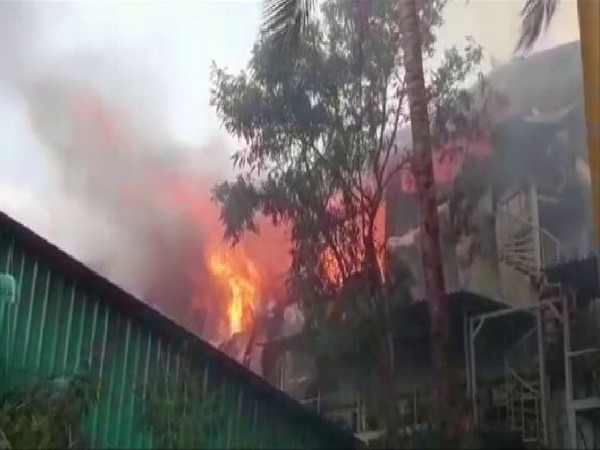 The Spice factory caught fire at about 8 am on Monday. Photo/ANI
