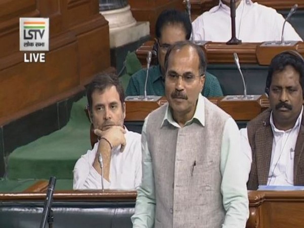 Congress leader Adhir Ranjan Chowdhury in Lok Sabha on Wednesday (Photo/ANI)