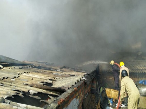 A factory caught fire in Rohini on Thursday (Photo/ANI)