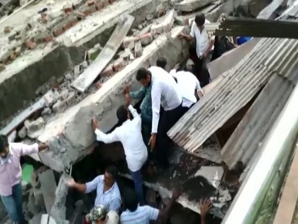 A two-storey building collapsed in Dewas, Madhya Pradesh (Photo/ANI)