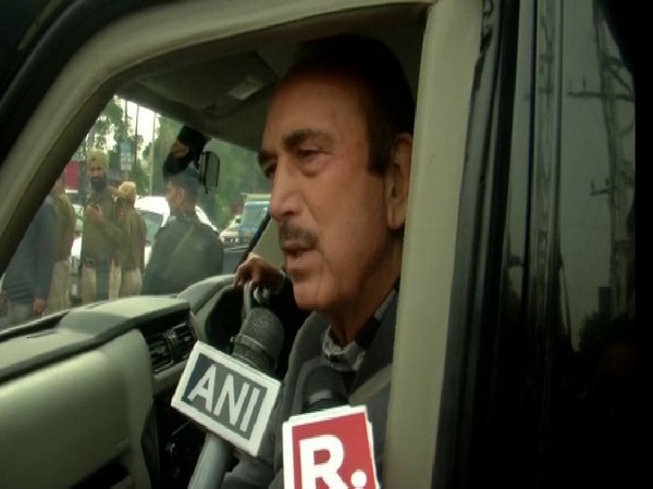 Congress leader Ghulam Nabi Azad speaking to reporters in Jammu on Wednesday. Photo/ANI
