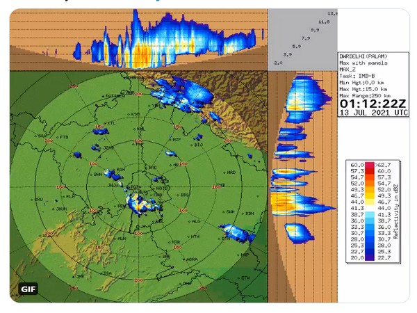 Visual representation showing Southwest Monsoon has advanced into Delhi today. (Pic credit: IMD Twitter)