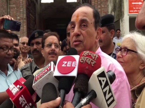 BJP leader Subramanian Swamy speaking to media persons in Ayodhya on Sunday. Photo/ANI