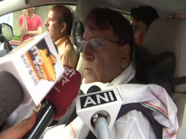 Madhya Pradesh Congress leader PC Sharma while speaking to the reporters (Photo/ANI)