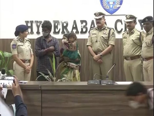 The girl and her parents with senior Police officials at the press conference