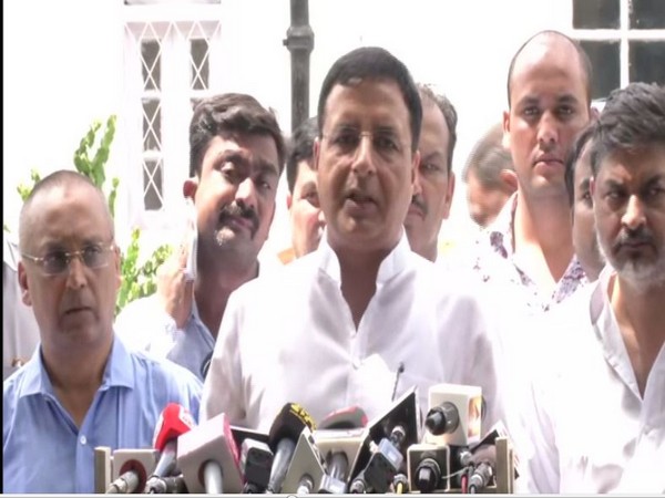 Congress spokesperson Randeep Surjewala speaks to media in New Delhi on Saturday. [Photo/ANI]