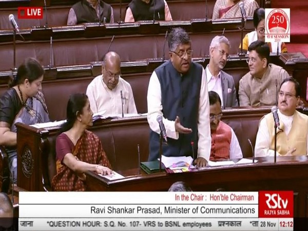 Union Minister Ravi Shankar Prasad while speaking in the Rajya Sabha on Thursday (Photo/ANI)