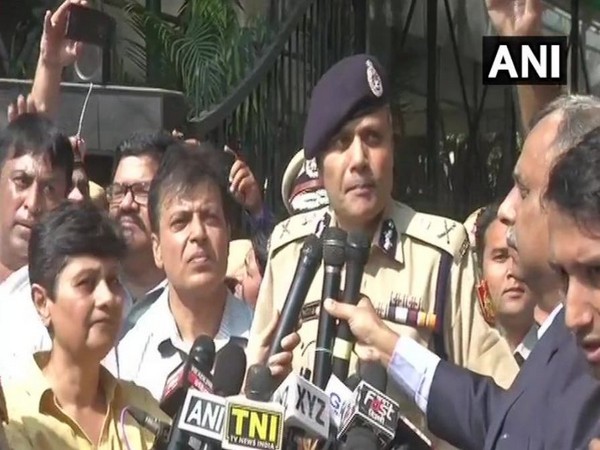 Delhi Commissioner of Police Amulya Patnaik addressed the police personnel protesting at the Police Head Quarters (PHQ) in ITO on Tuesday (Photo/ANI)