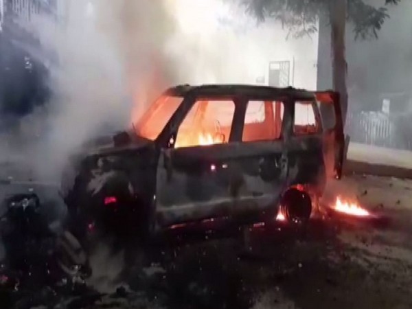 One person died while two got injured after a car hit them in Gaya, Bihar on Tuesday. (Photo/ANI)