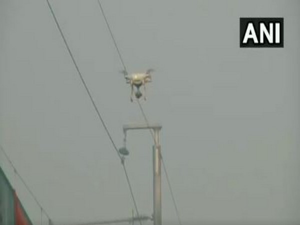 Drone camera monitoring the situation at Tikri border on Saturday. (Photo/ANI)