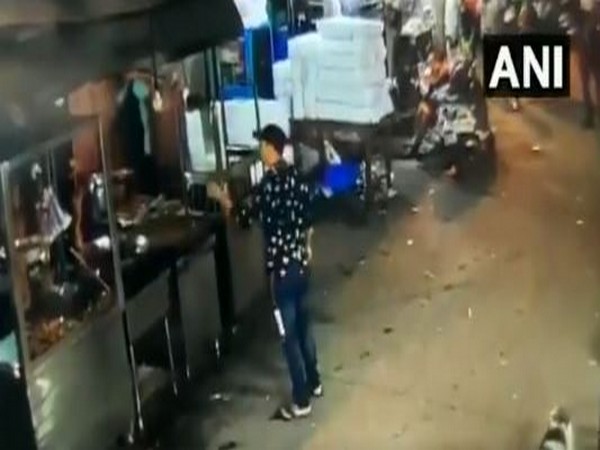 The accused was caught on camera brandishing a knife and vandalizing shops in East Delhi’s Welcome area. Photo/ANI