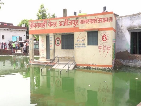 Heavy rain leads to waterlogging in school situated in Azizpur [Photo/ANI]