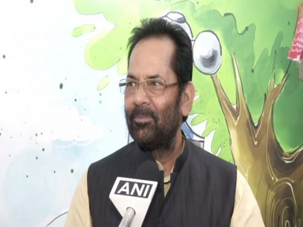Union Minister Mukhtar Abbas Naqvi speaking to ANI in New Delhi on Monday. (Photo/ANI)