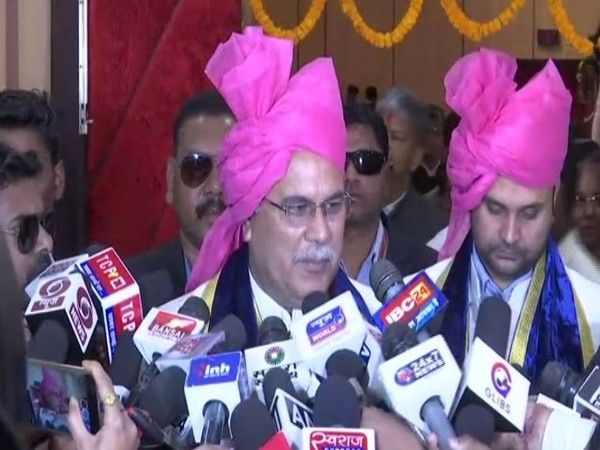 Chhattisgarh Chief Minister and Congress leader Bhupesh Baghel speaking to reporters on Wednesday. Photo/ANI