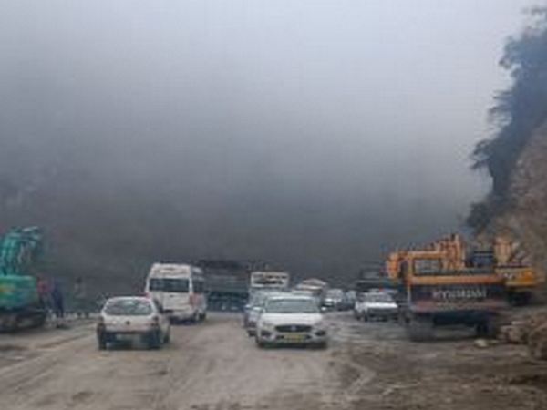 Movement of vehicular traffic restored on National Highway-3 at Aut in Mandi district, after it was suspended yesterday due to continuous landslides. [Photo/ANI]