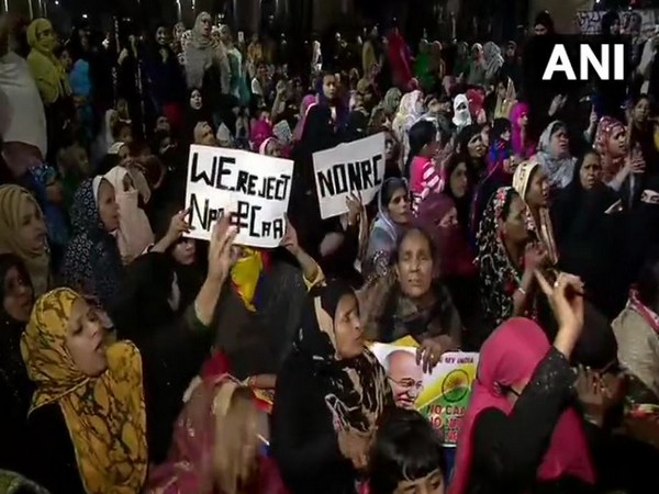 Protesters in Jaffrabad metro station area on Sunday evening.