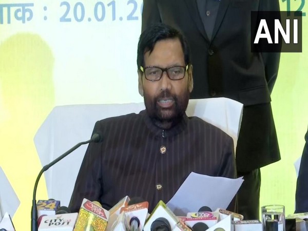 Union Minister Ram Vilas Paswan while speaking to the reporters on Monday (Photo/ANI)