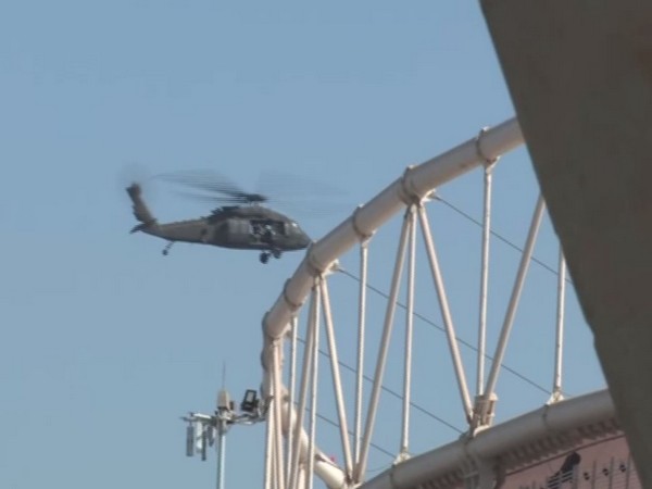 Sky patrolling conducted over Motera Stadium in Ahmedabad (Photo/ANI)