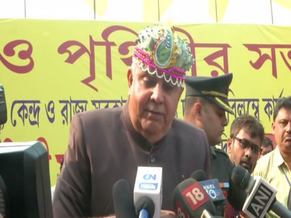 West Bengal Governor Jagdeep Dhankhar speaking to media persons in Kolkata on Tuesday. Photo/ANI