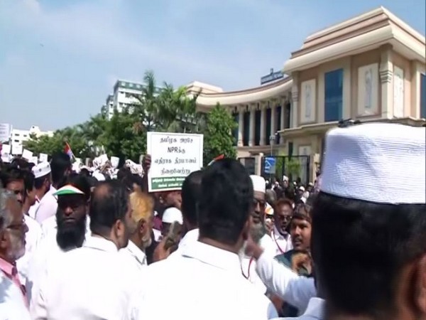 Heavy security was put in place at the Chepauk area ahead of the anti-CAA protest. Photo/ANI