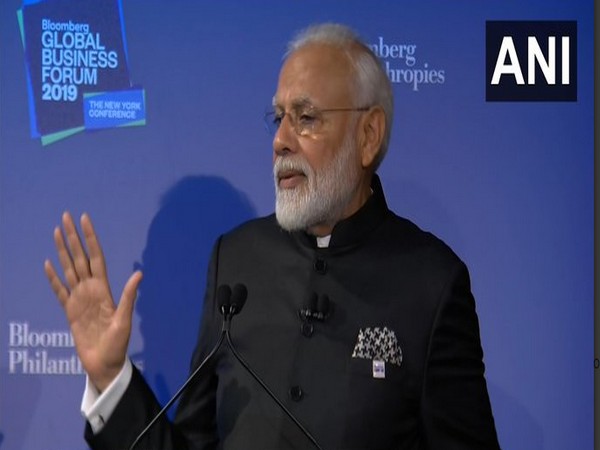 Prime Minister Narendra Modi during his address at the Bloomberg Global Business Forum on Wednesday. Photo/ANI