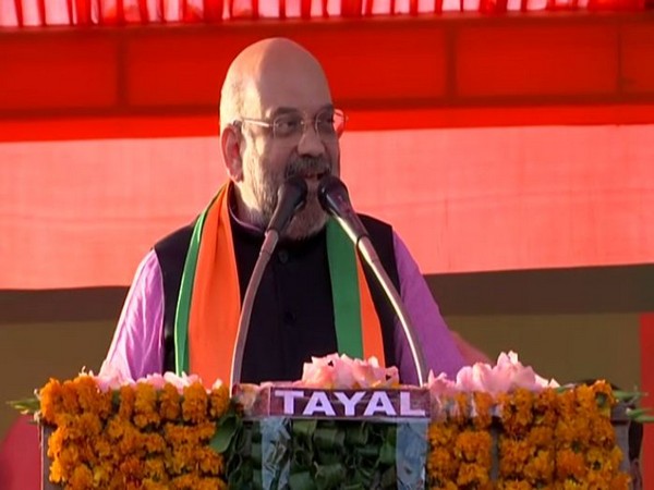 Home Minister Amit Shah while addressing a public rally in Chhatarpur on Thursday (Photo/ANI)