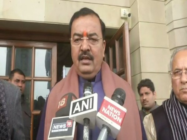 Uttar Pradesh Deputy Chief Minister Keshav Prasad Maurya speaking to media persons on Tuesday (Photo/ANI)