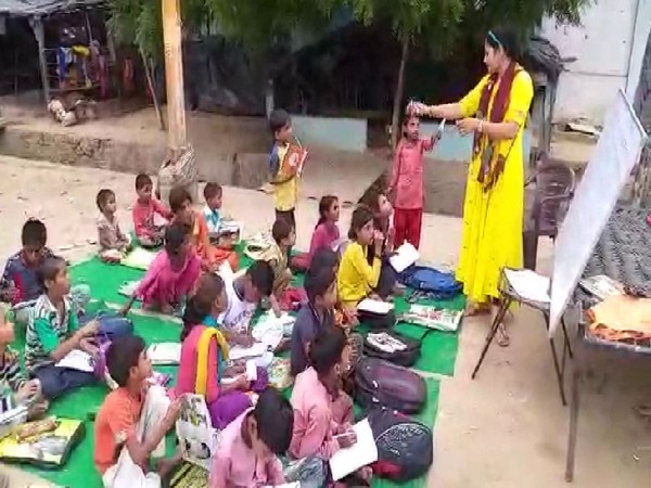 Visuals from Guddan Choudhary's special classes for unprivileged children in Khurja (Photo/ANI)