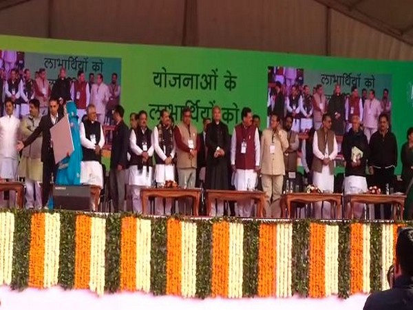 Rajasthan Chief Minister Ashok Gehlot at Kisan Sammelan organised in Jaipur on Tuesday. Photo/ANI