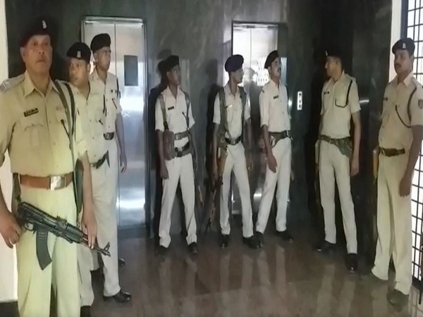 Security personnel deployed at Andhra Pradesh's State Election Commissioner's office on Thursday.