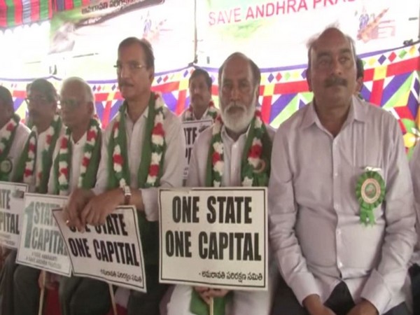 Amaravati Joint Action Committee (JAC) held a protest on Saturday. Photo/ANI