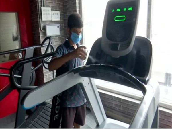 A gym in Hyderabad being sanitised [Photo/ANI]